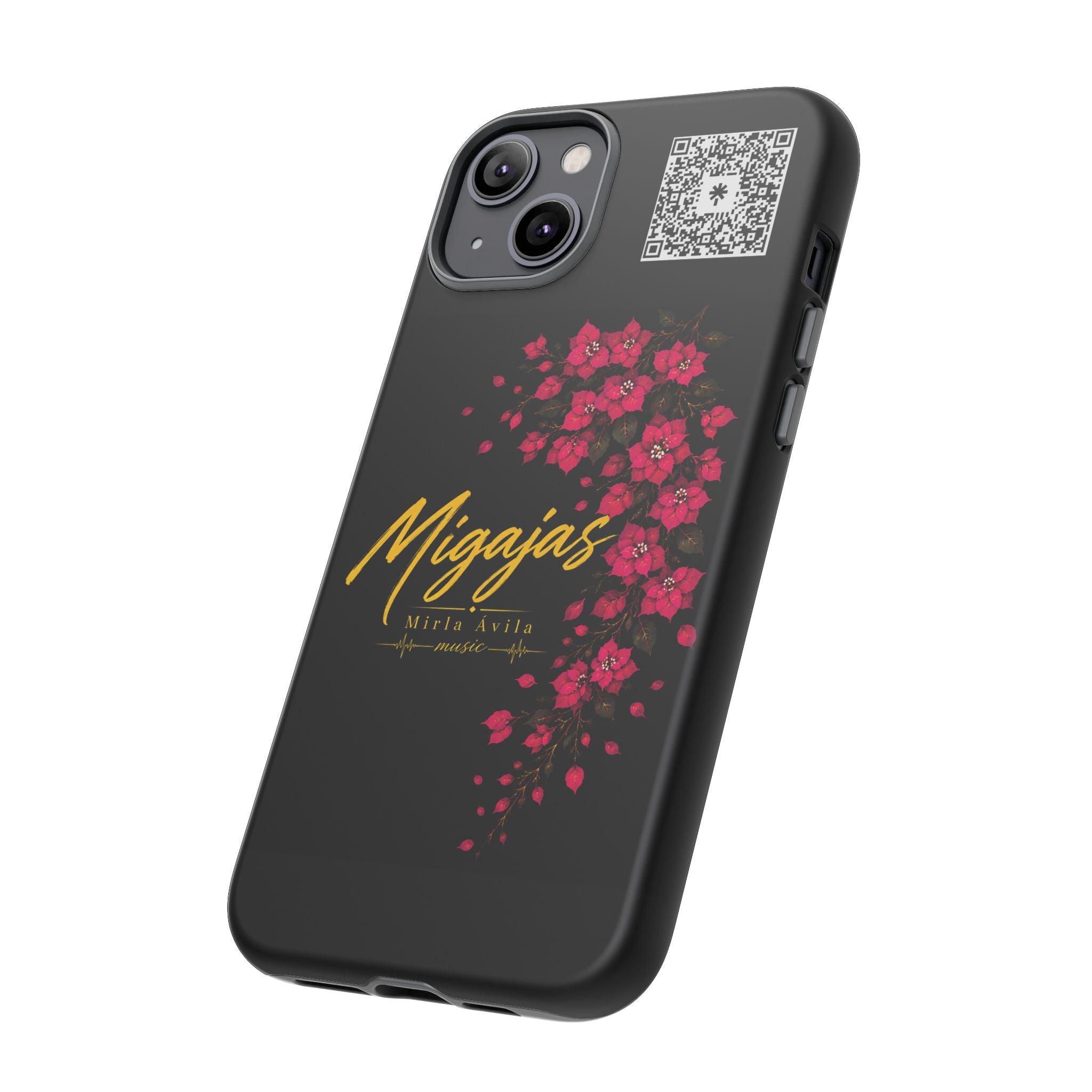 Phone Case — "Migajas" Floral Black Protective Tough Case