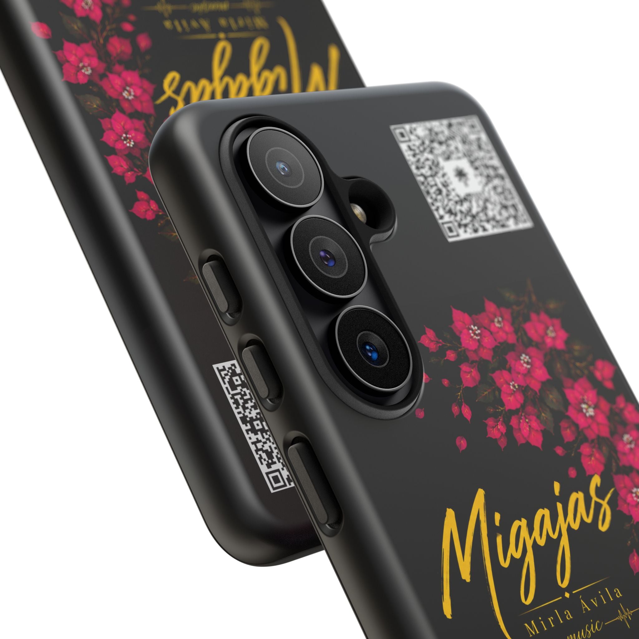 Phone Case — "Migajas" Floral Black Protective Tough Case