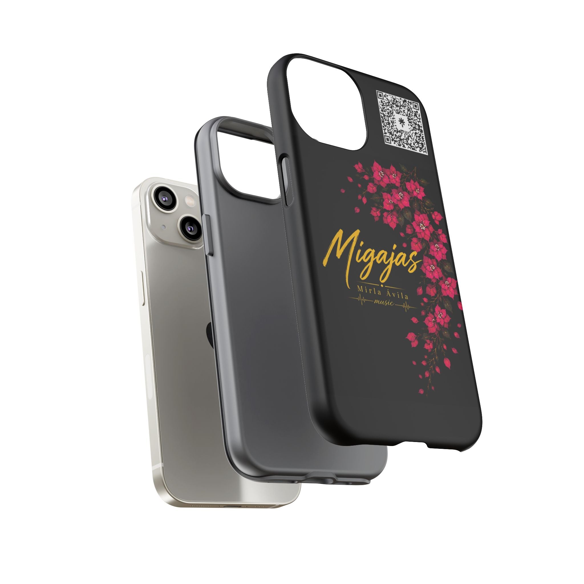 Phone Case — "Migajas" Floral Black Protective Tough Case