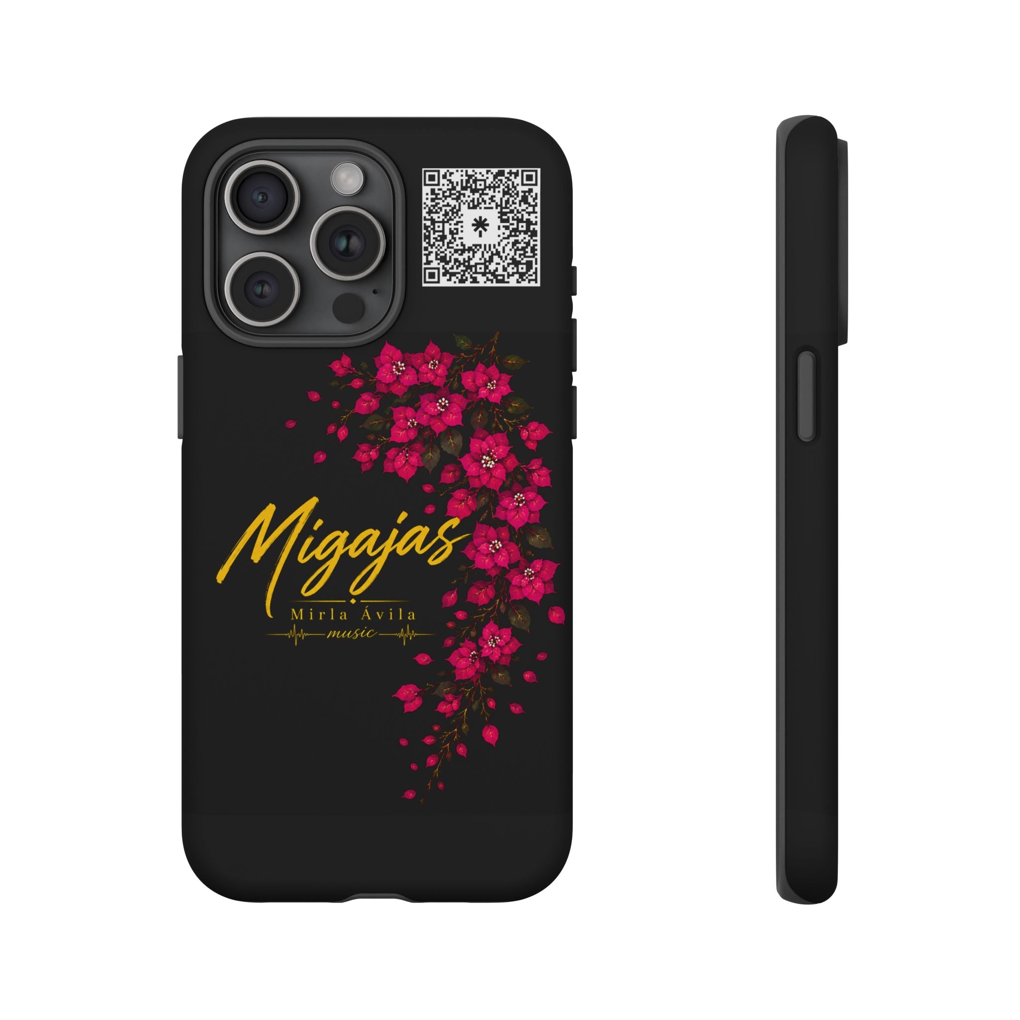 Phone Case — "Migajas" Floral Black Protective Tough Case