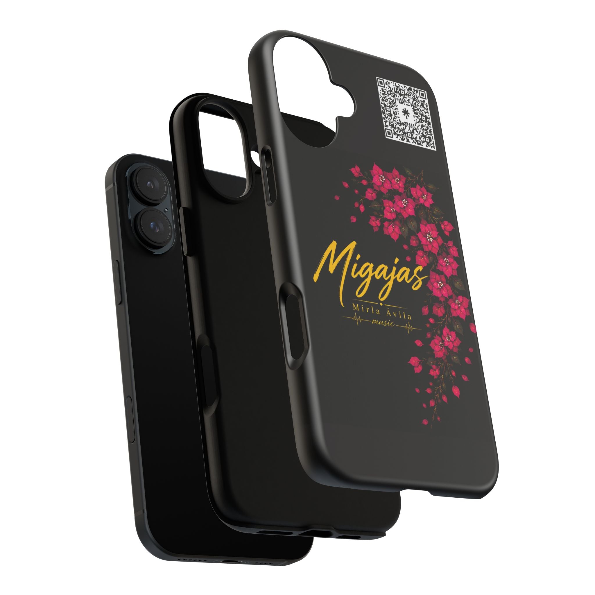 Phone Case — "Migajas" Floral Black Protective Tough Case