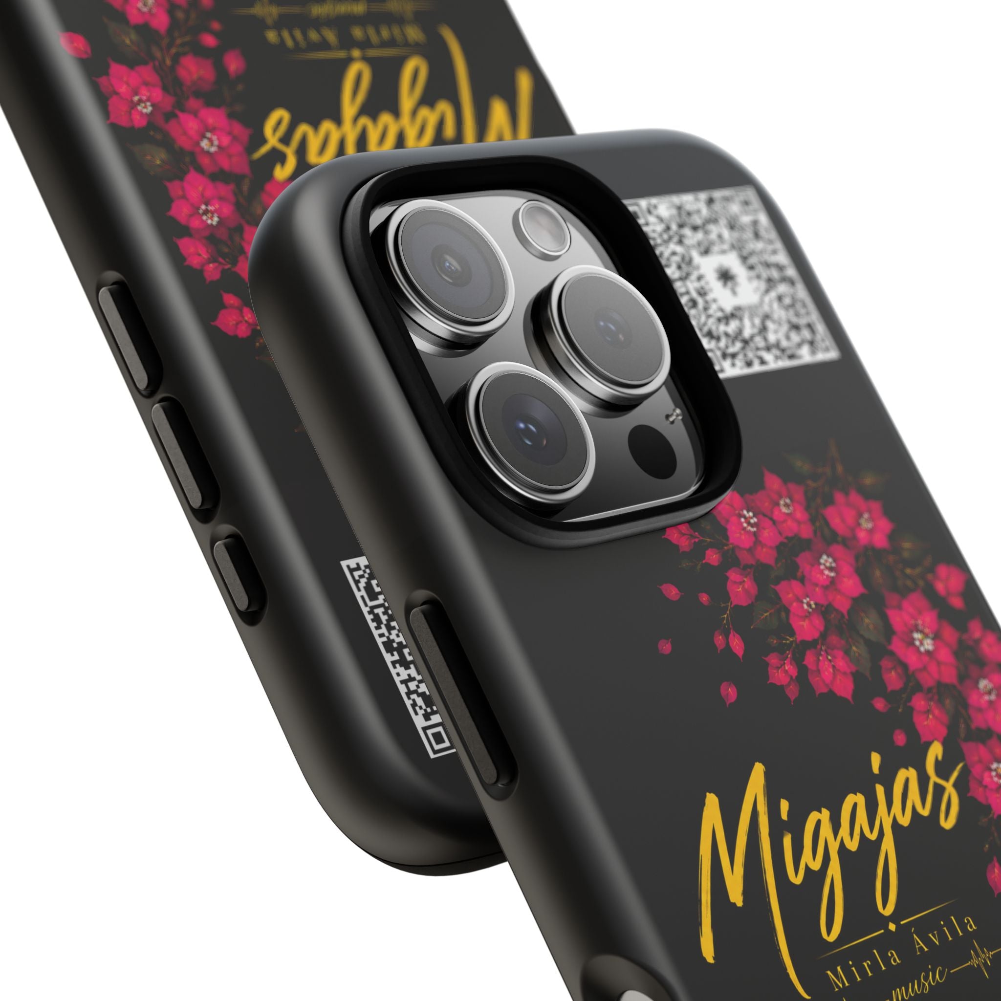 Phone Case — "Migajas" Floral Black Protective Tough Case