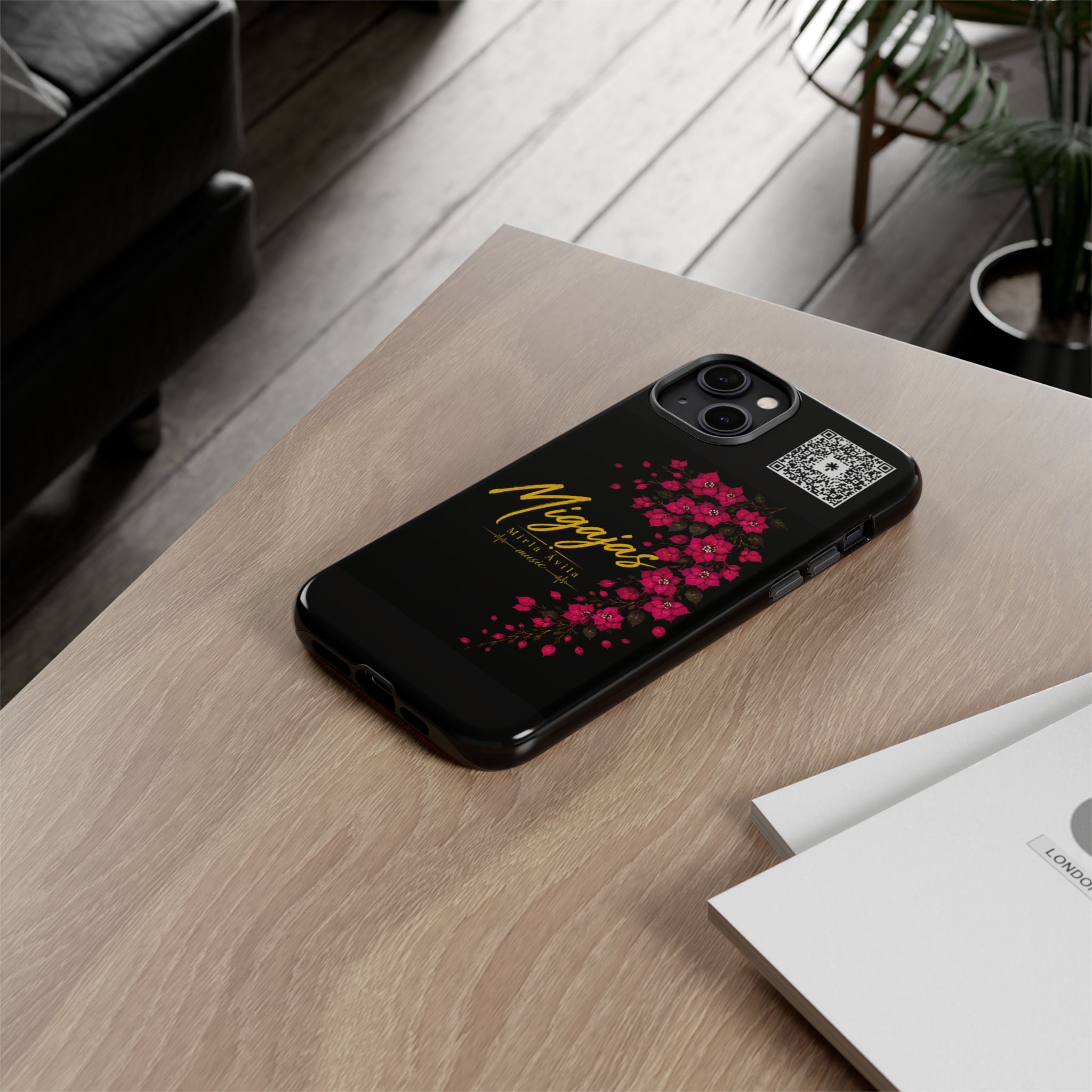 Phone Case — "Migajas" Floral Black Protective Tough Case