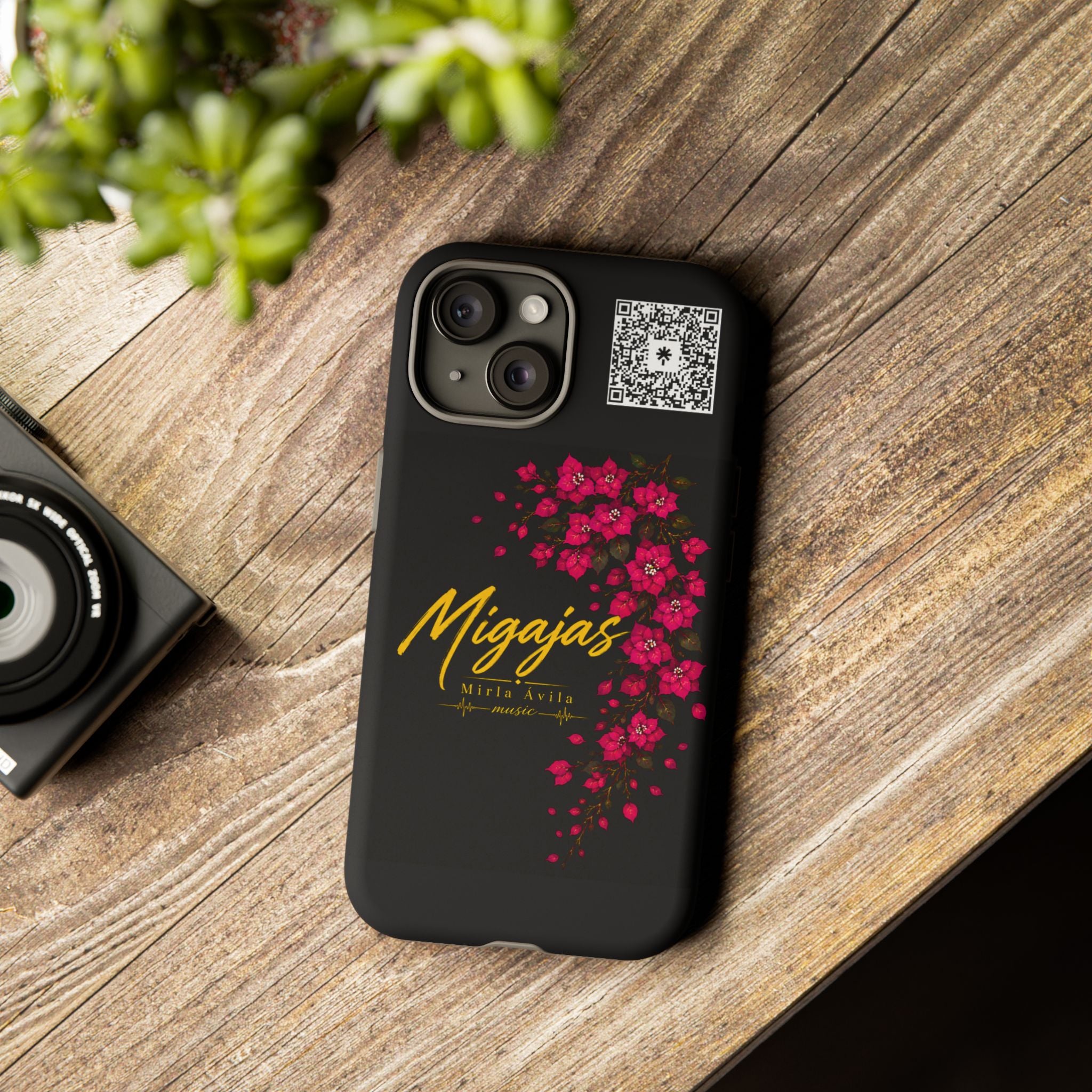 Phone Case — "Migajas" Floral Black Protective Tough Case