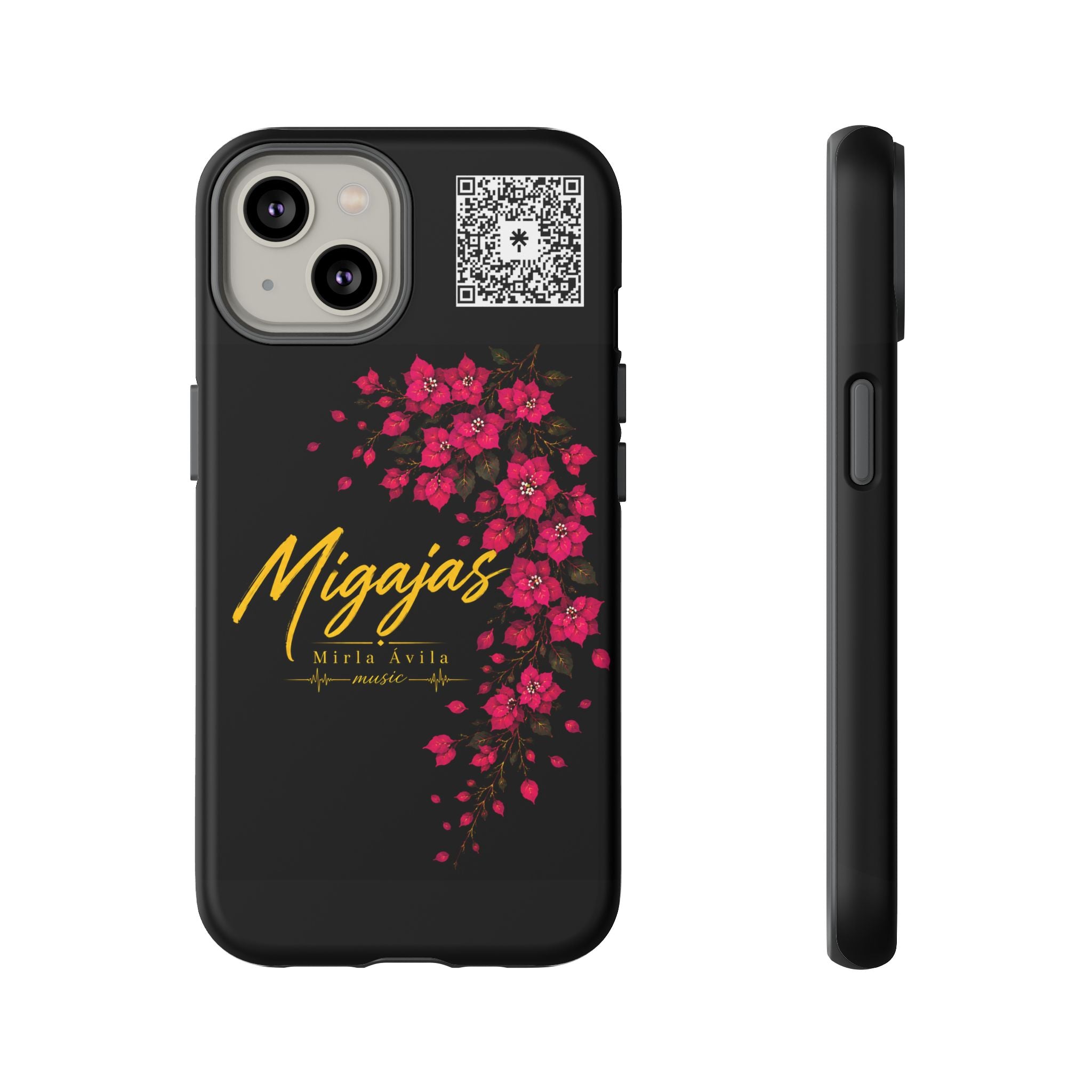 Phone Case — "Migajas" Floral Black Protective Tough Case
