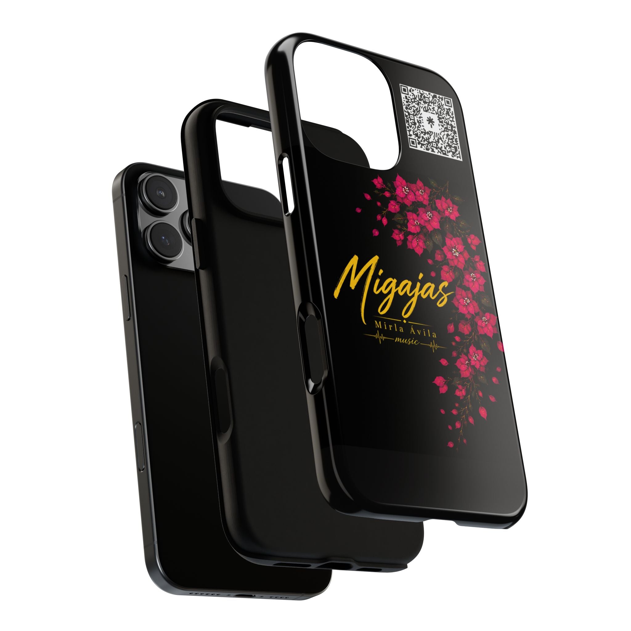 Phone Case — "Migajas" Floral Black Protective Tough Case