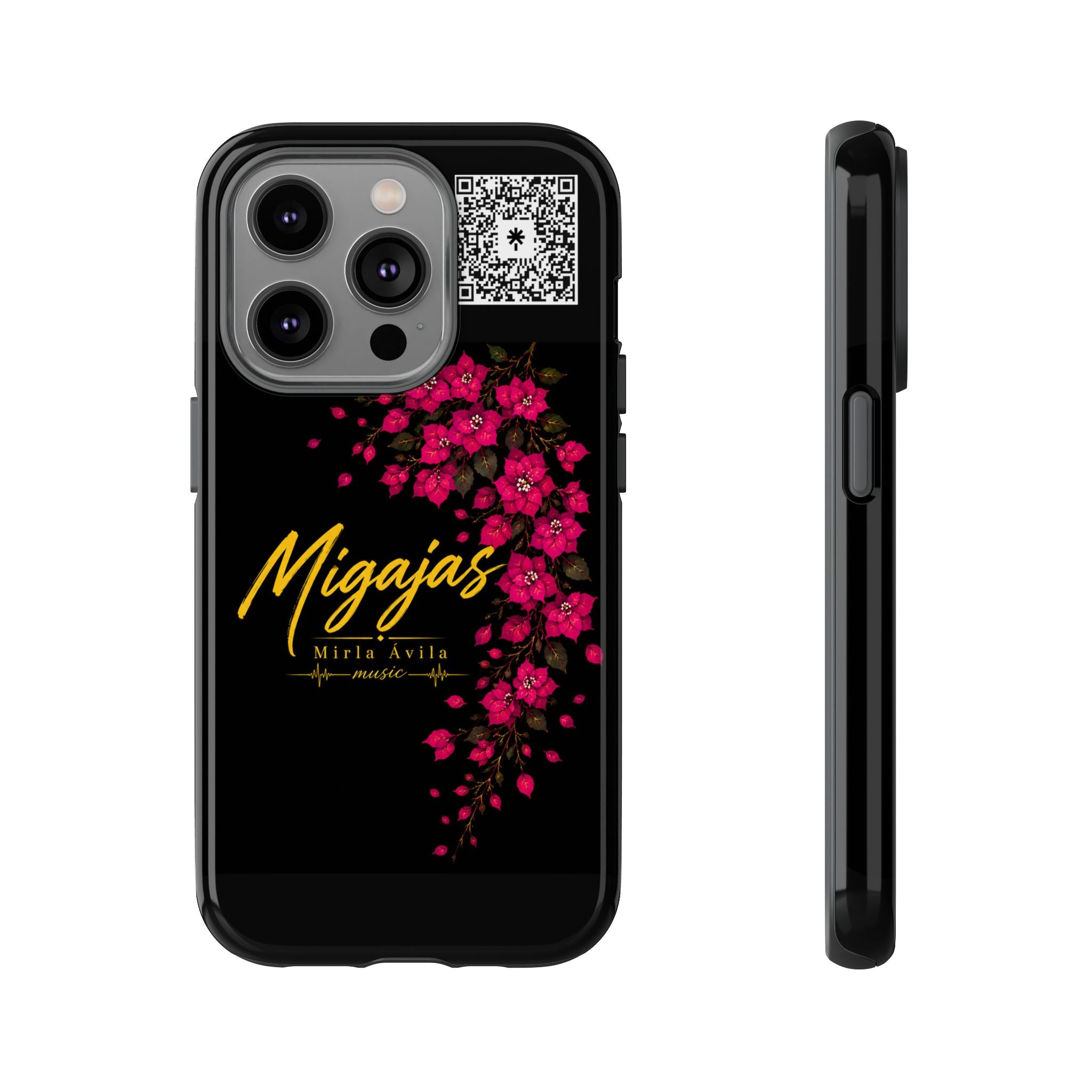 Phone Case — "Migajas" Floral Black Protective Tough Case