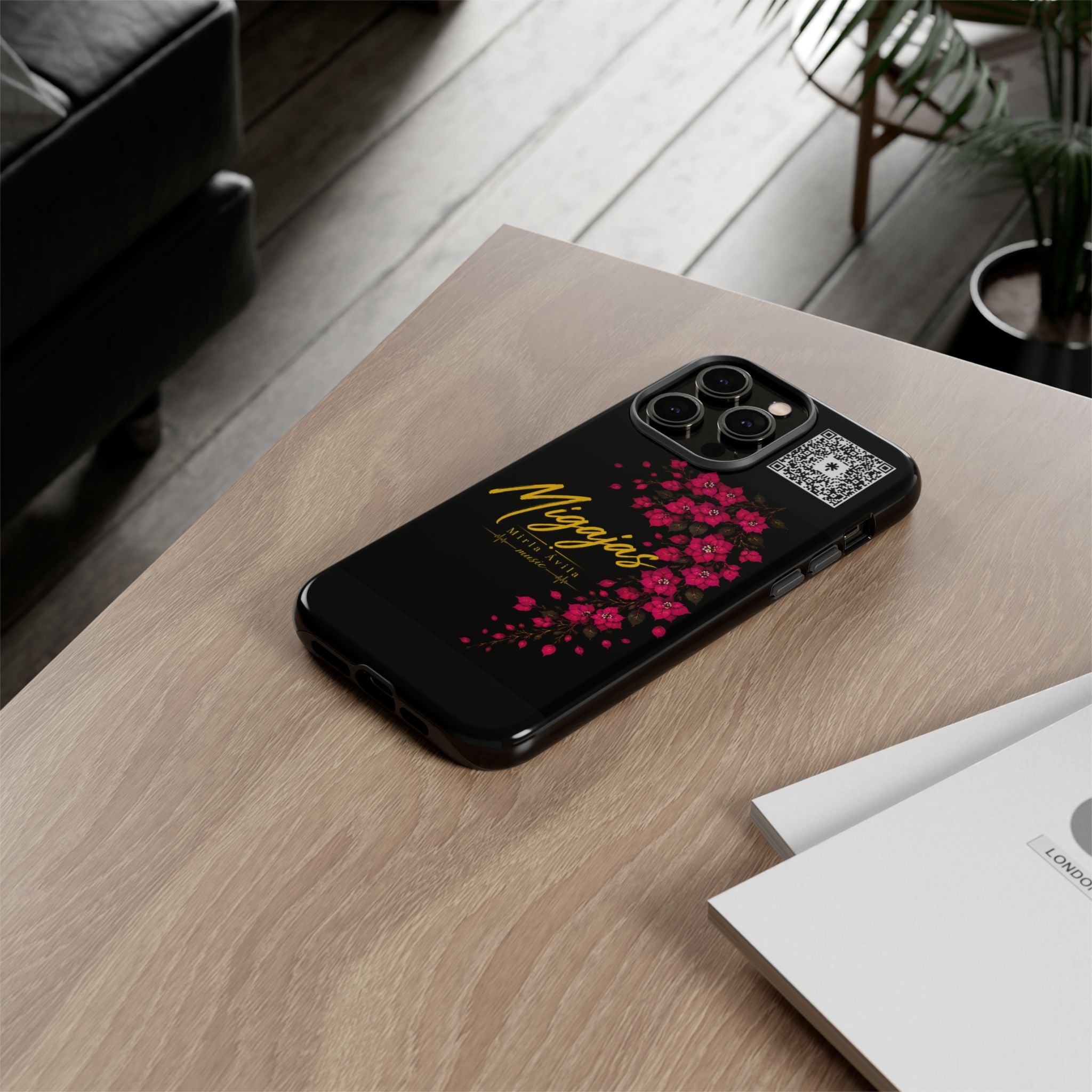 Phone Case — "Migajas" Floral Black Protective Tough Case