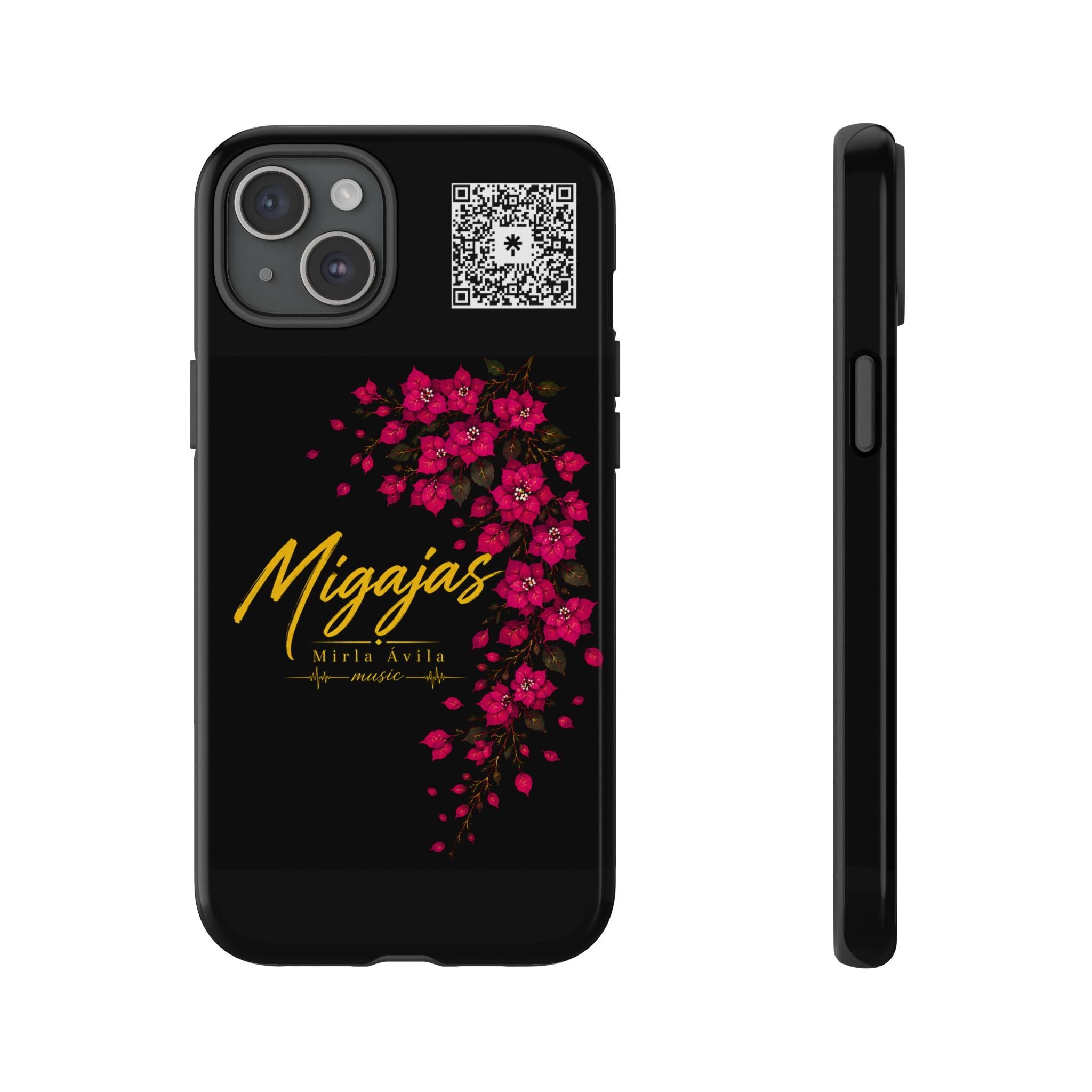 Phone Case — "Migajas" Floral Black Protective Tough Case