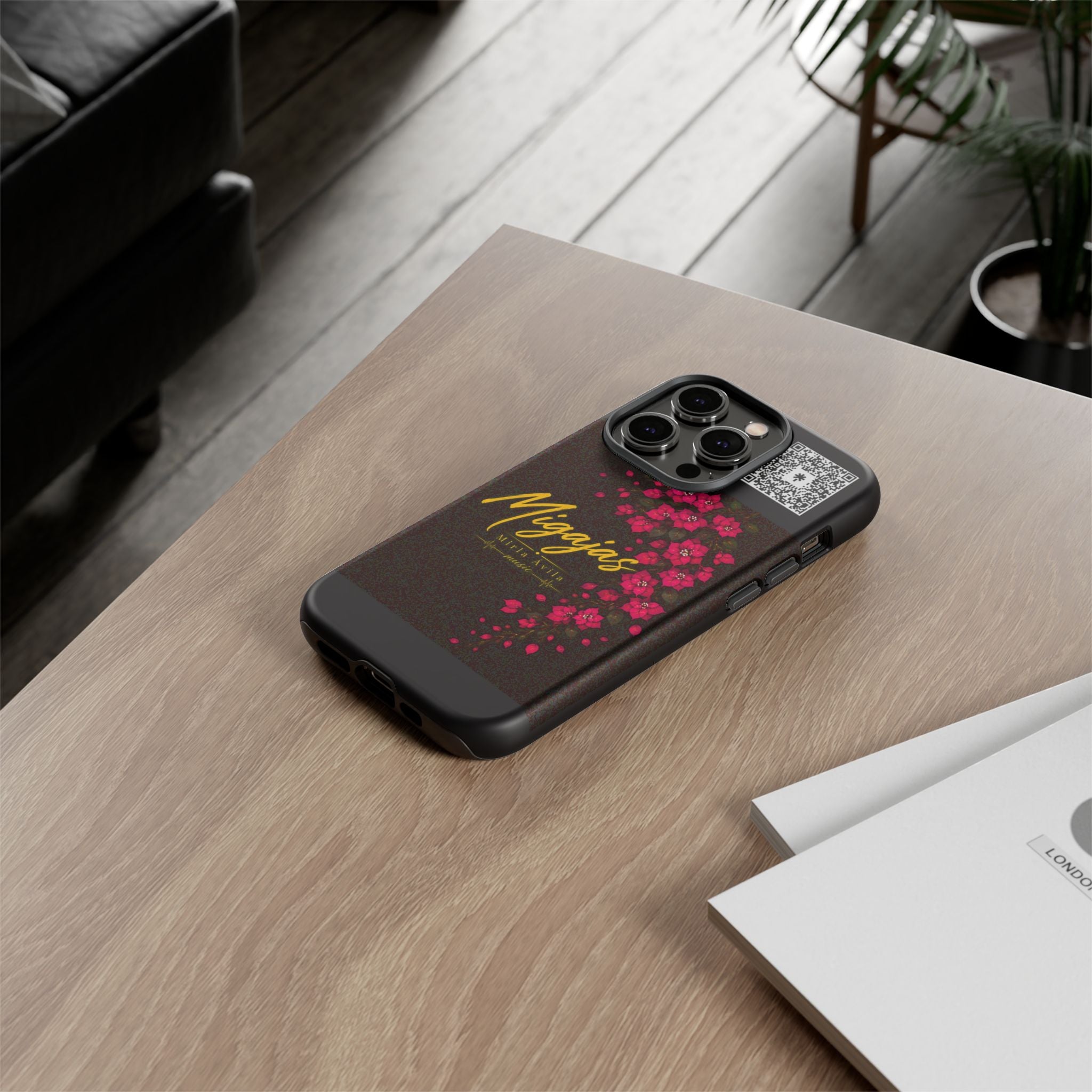 Phone Case — "Migajas" Floral Black Protective Tough Case