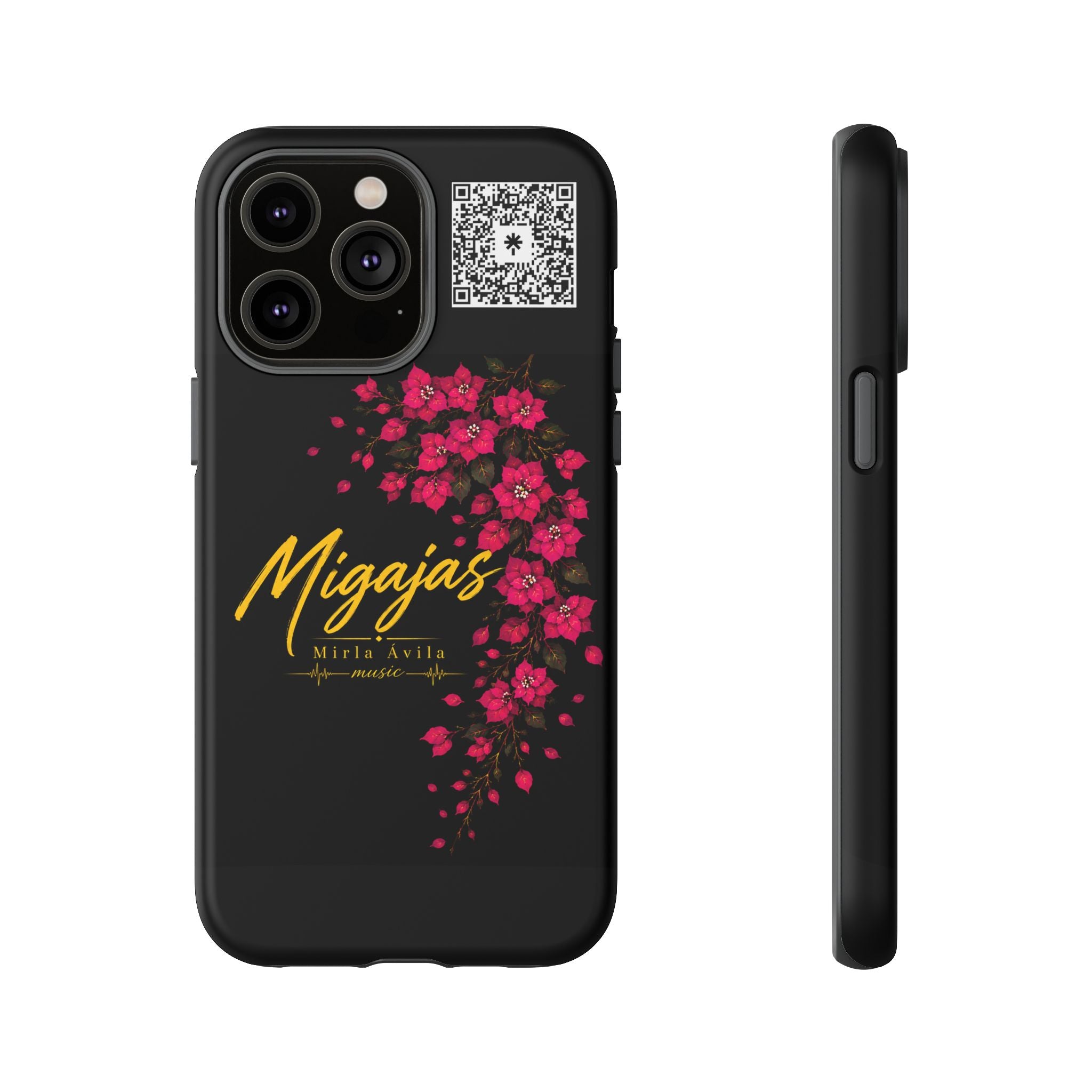 Phone Case — "Migajas" Floral Black Protective Tough Case