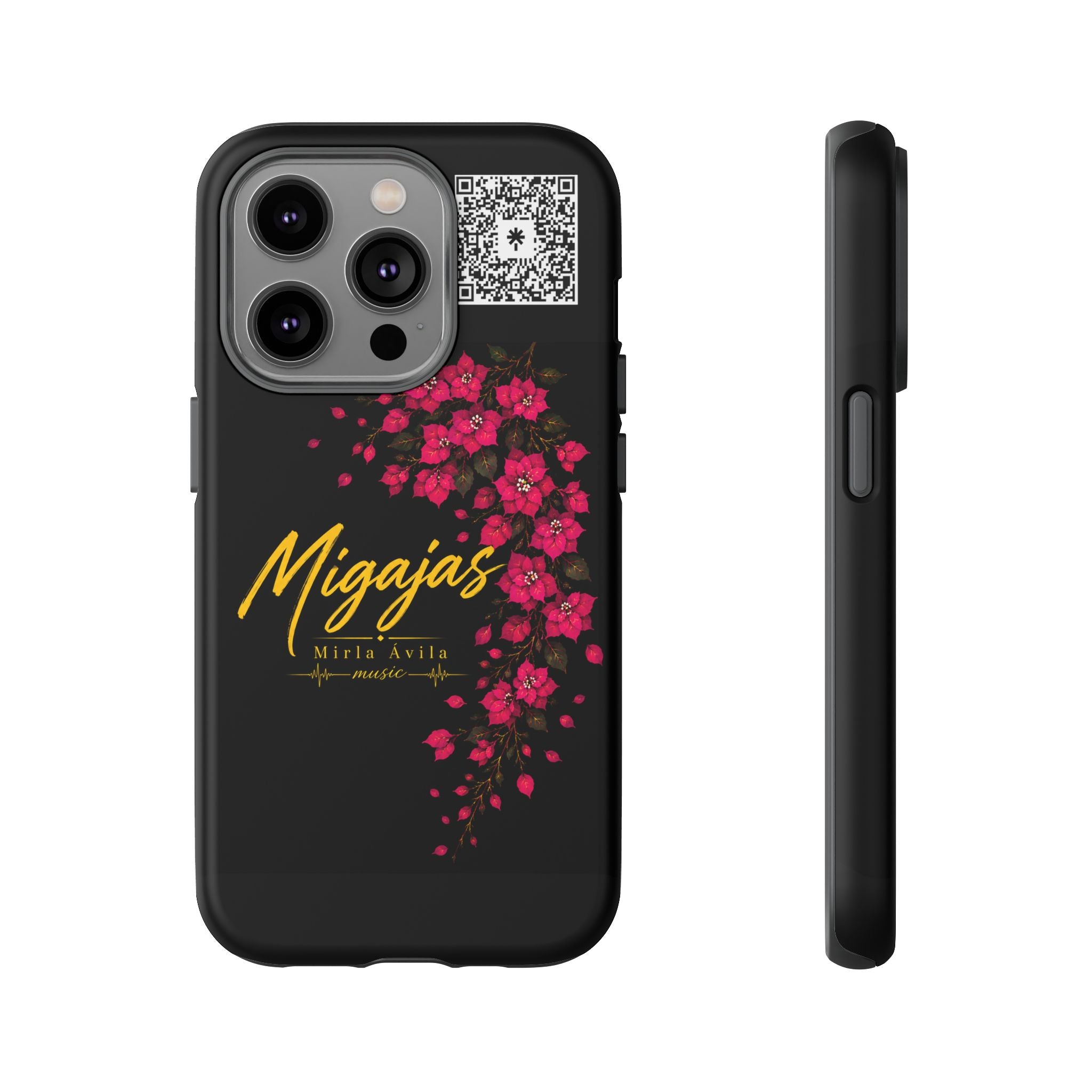Phone Case — "Migajas" Floral Black Protective Tough Case
