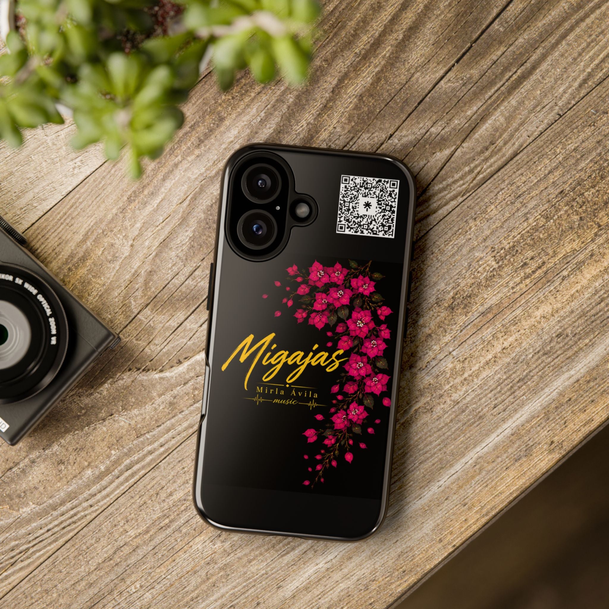 Phone Case — "Migajas" Floral Black Protective Tough Case