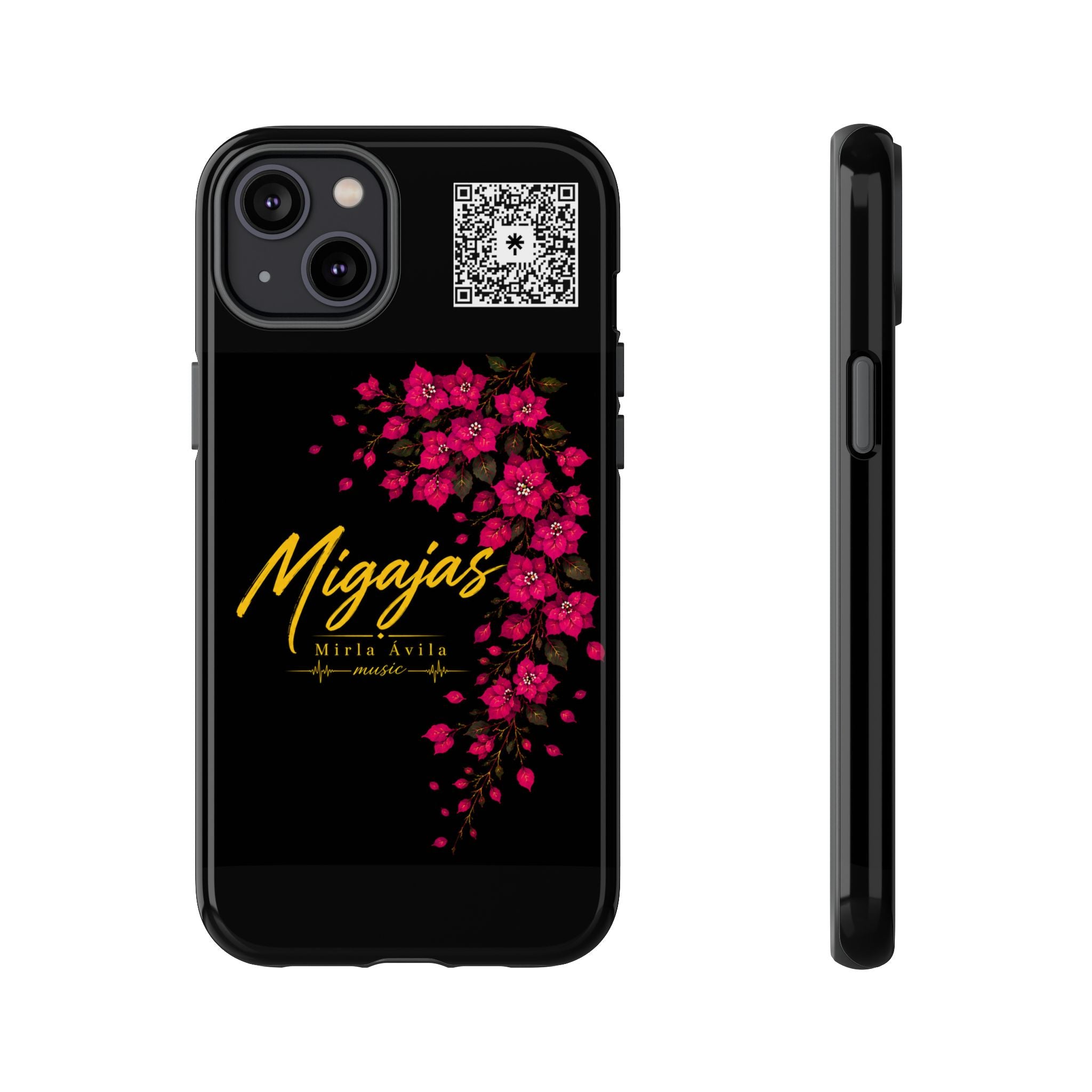 Phone Case — "Migajas" Floral Black Protective Tough Case