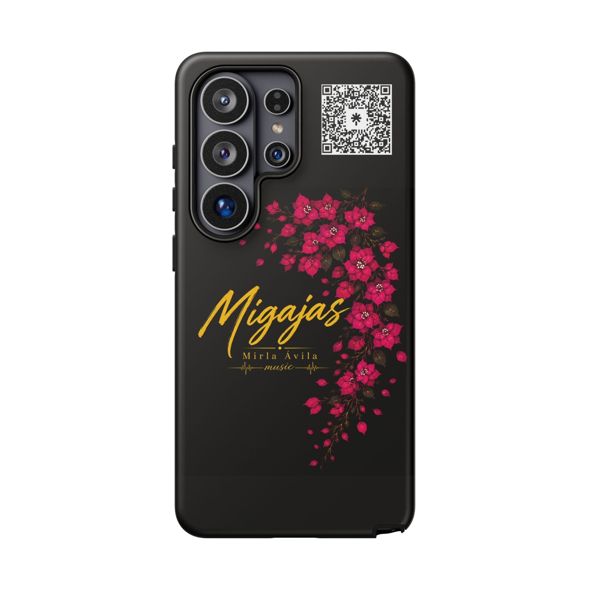 Phone Case — "Migajas" Floral Black Protective Tough Case