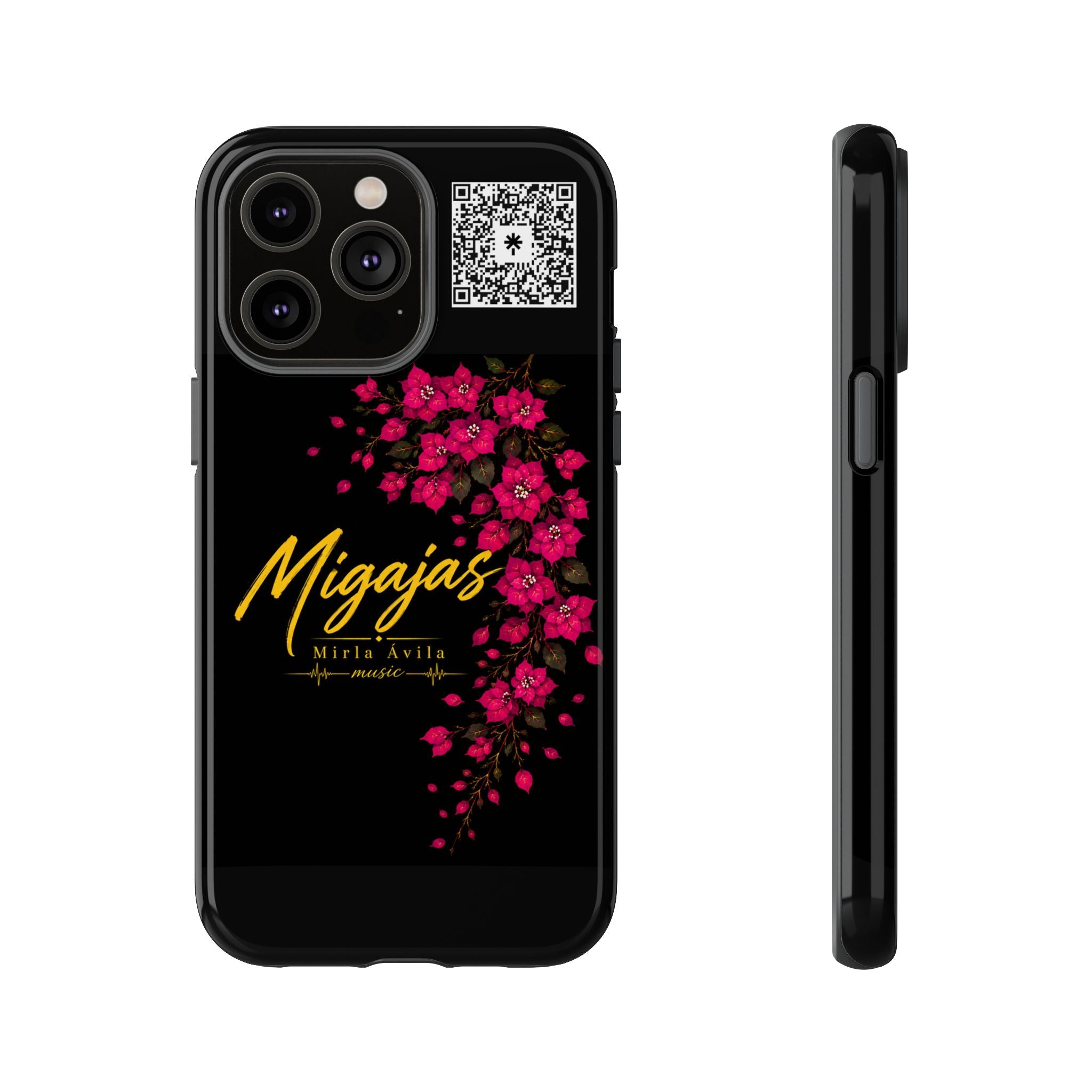 Phone Case — "Migajas" Floral Black Protective Tough Case