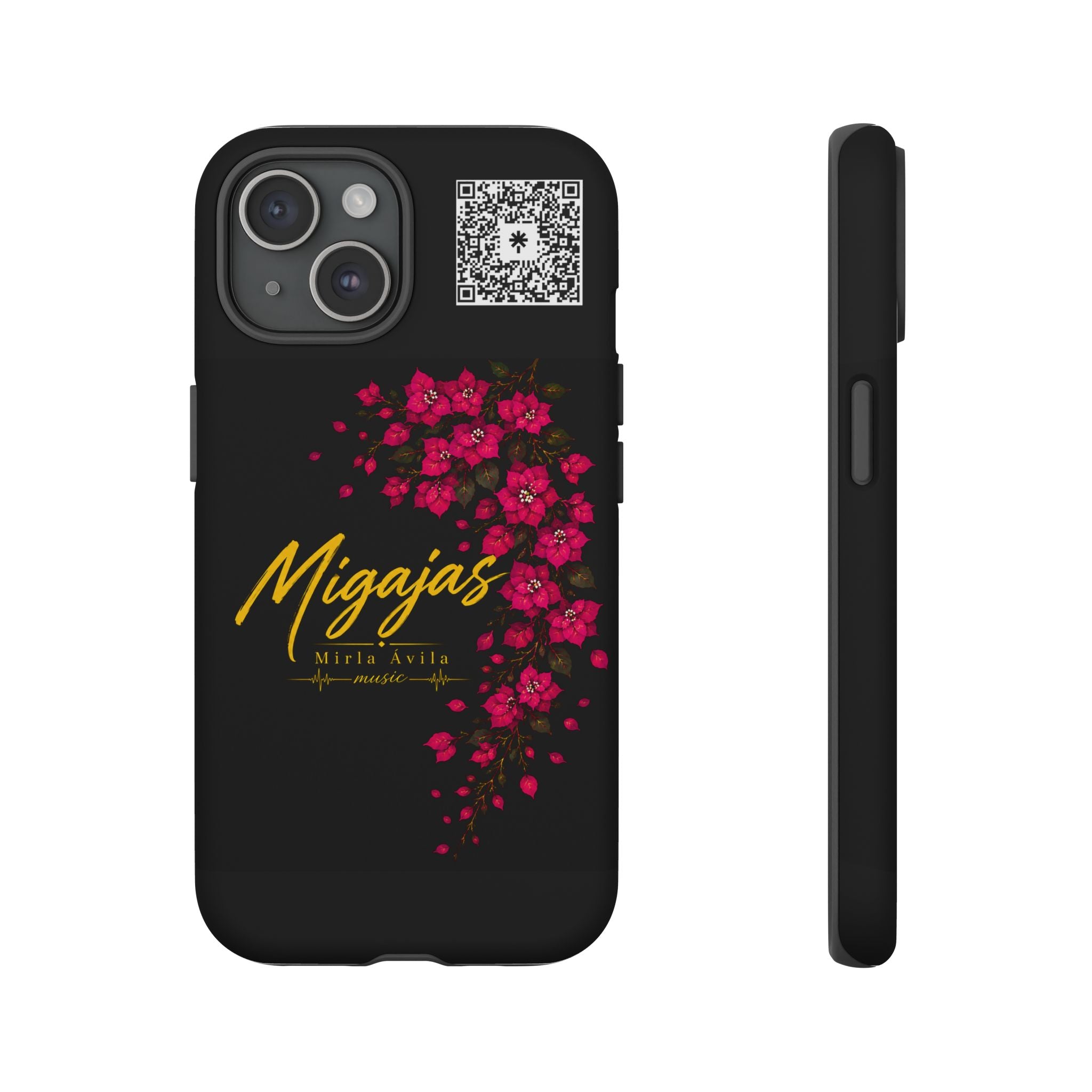 Phone Case — "Migajas" Floral Black Protective Tough Case