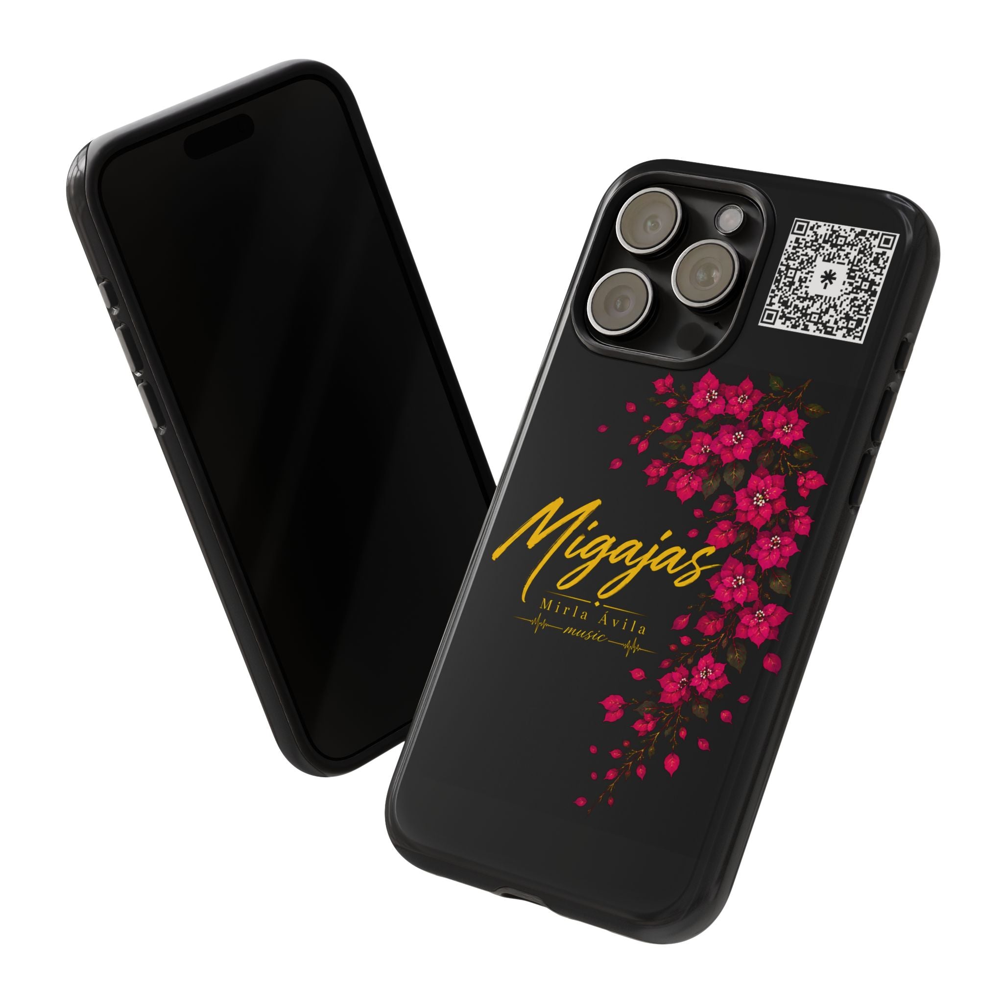 Phone Case — "Migajas" Floral Black Protective Tough Case