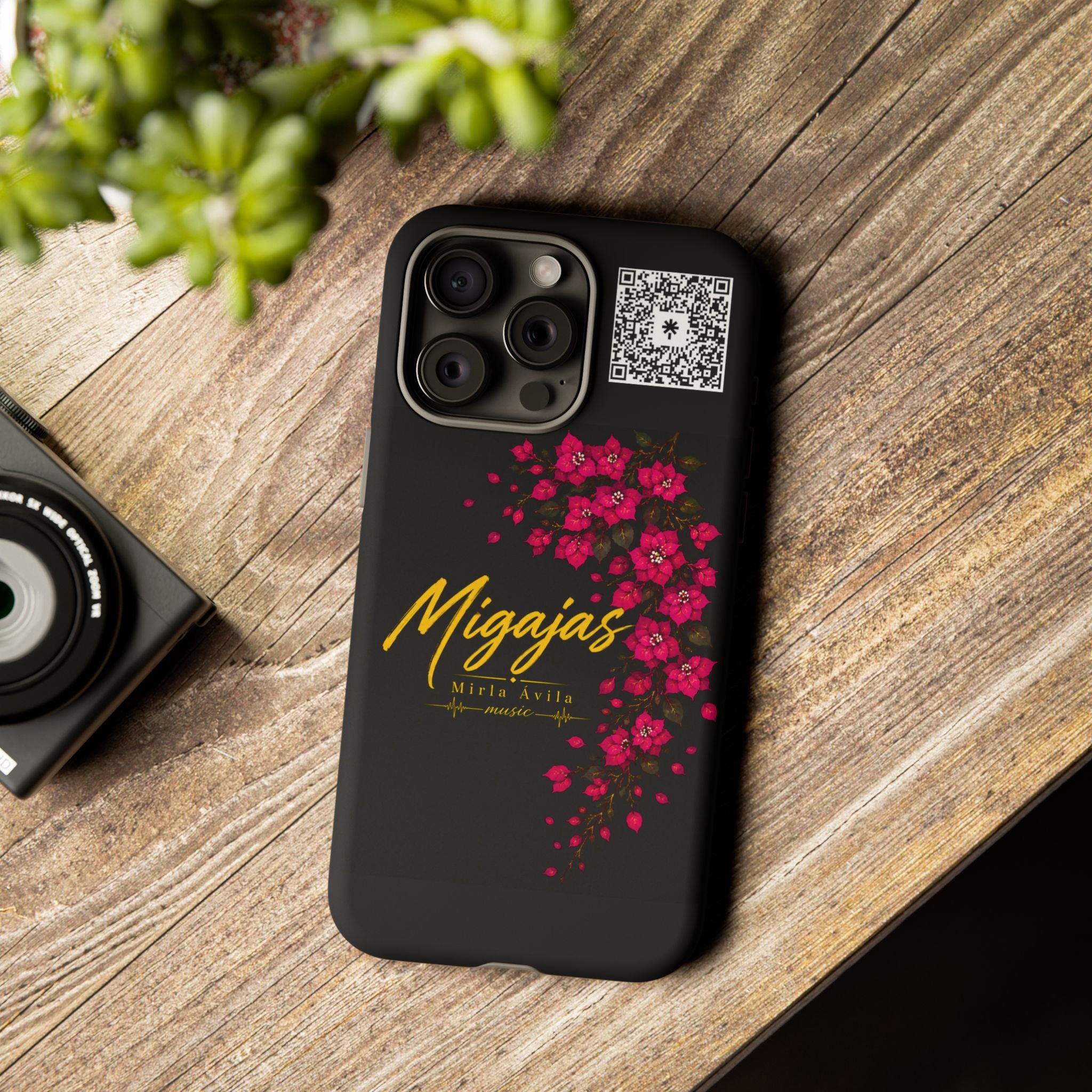 Phone Case — "Migajas" Floral Black Protective Tough Case