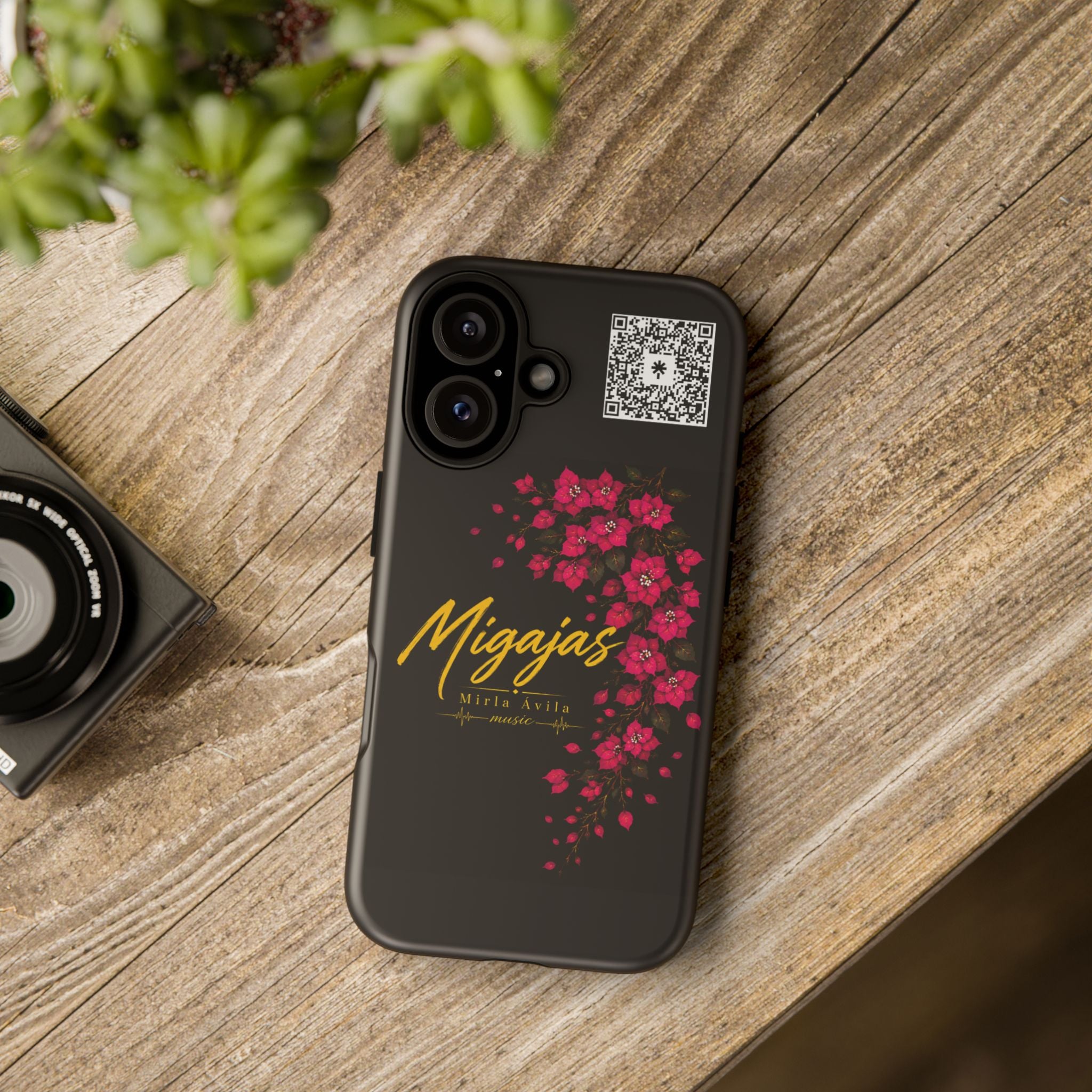 Phone Case — "Migajas" Floral Black Protective Tough Case