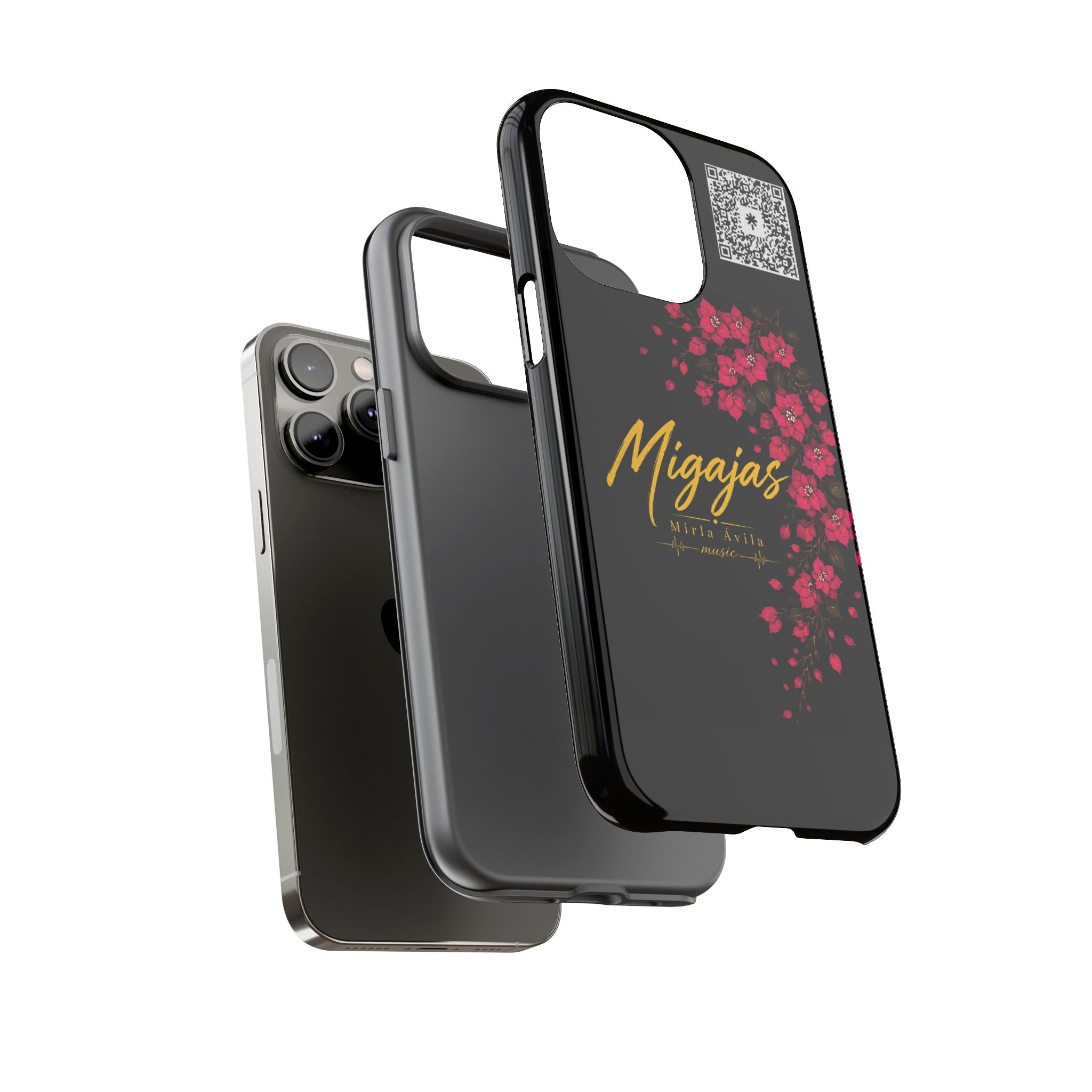 Phone Case — "Migajas" Floral Black Protective Tough Case