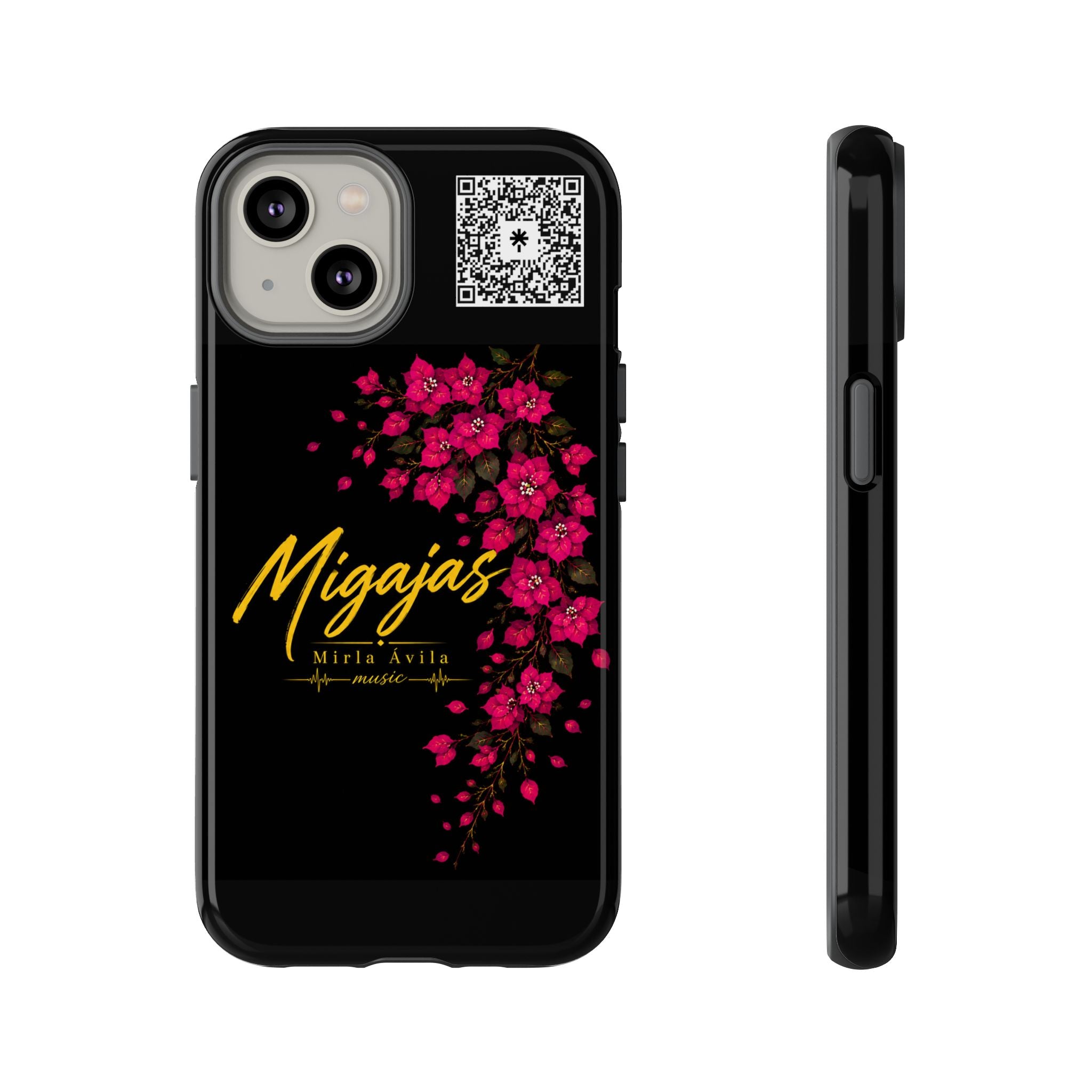 Phone Case — "Migajas" Floral Black Protective Tough Case