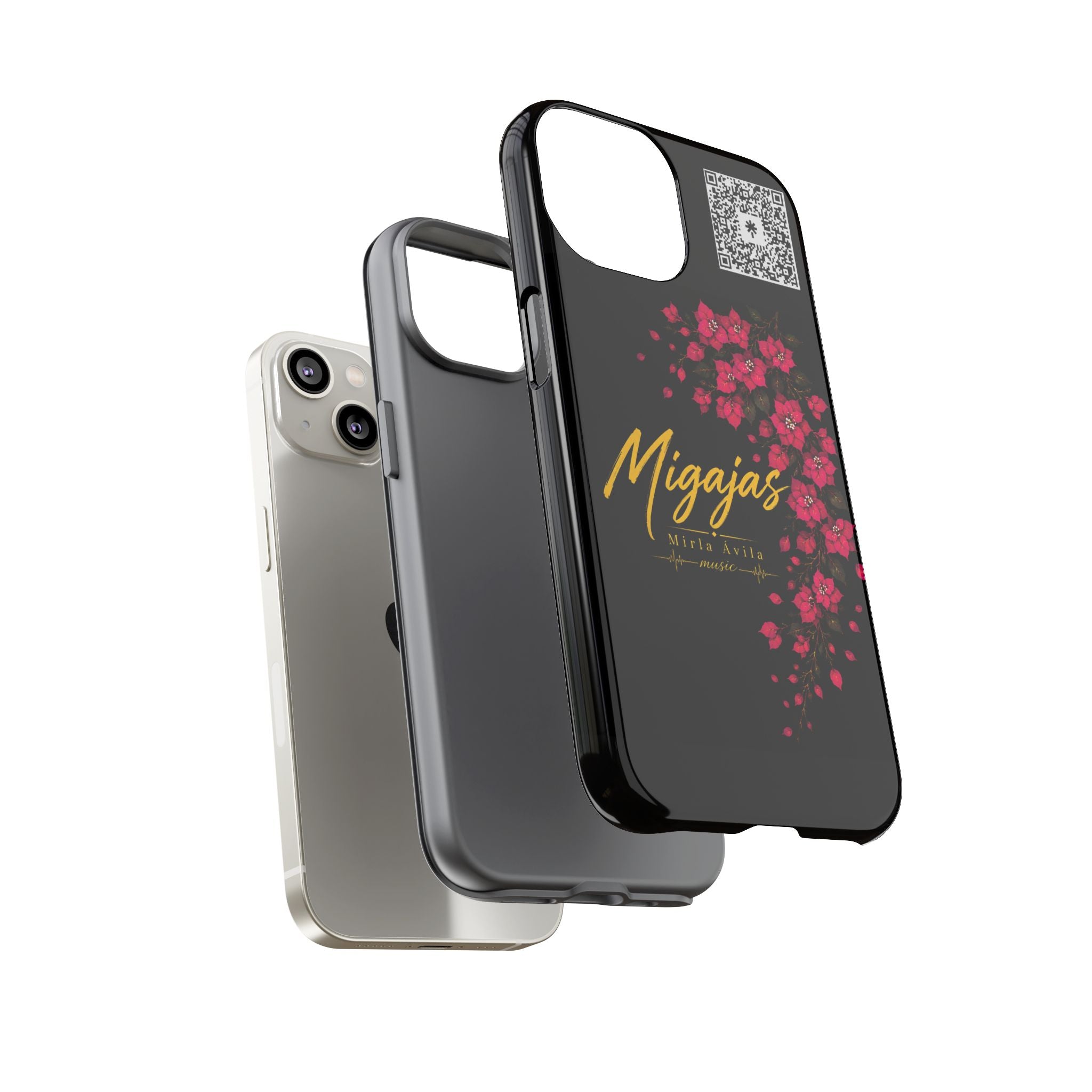 Phone Case — "Migajas" Floral Black Protective Tough Case