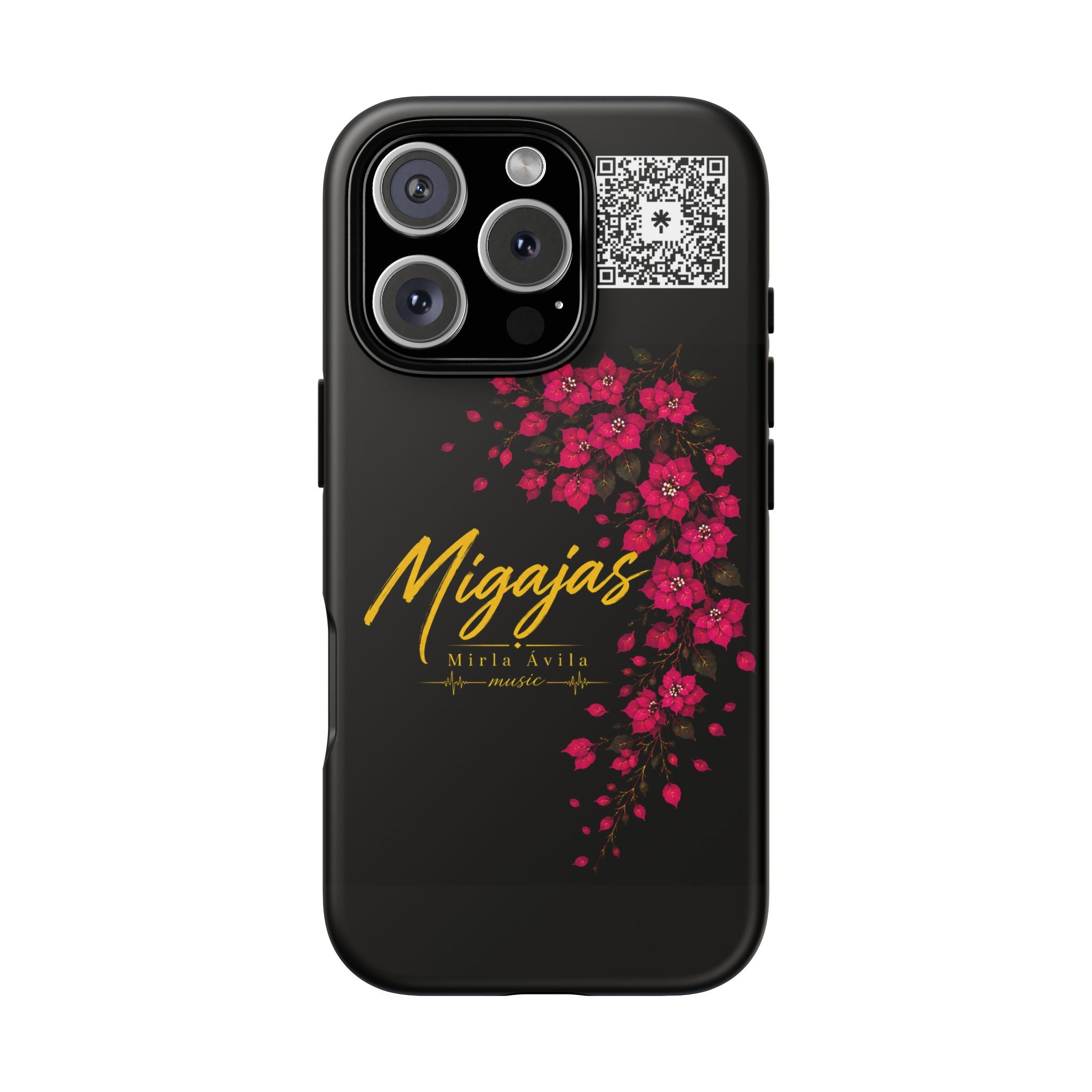 Phone Case — "Migajas" Floral Black Protective Tough Case