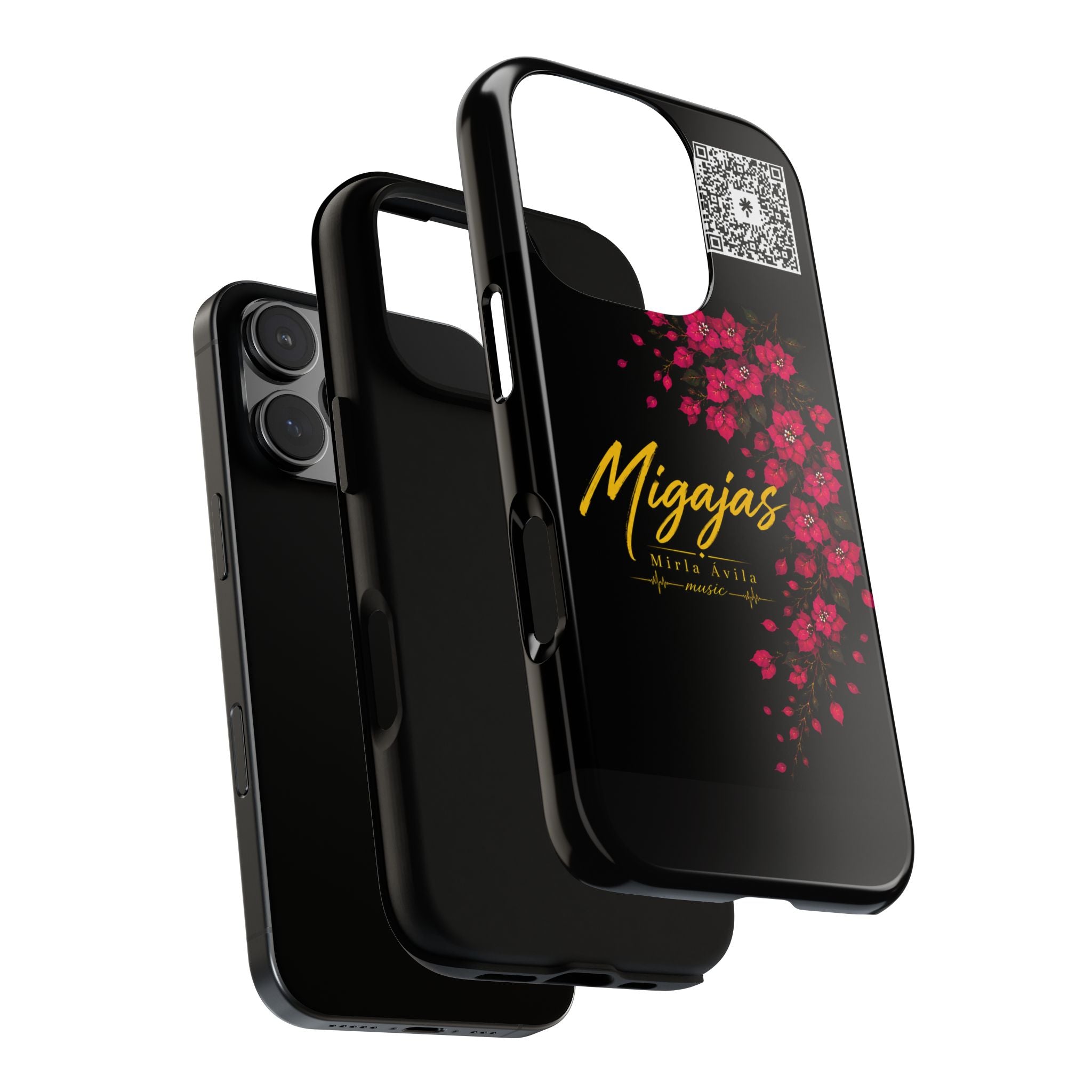 Phone Case — "Migajas" Floral Black Protective Tough Case