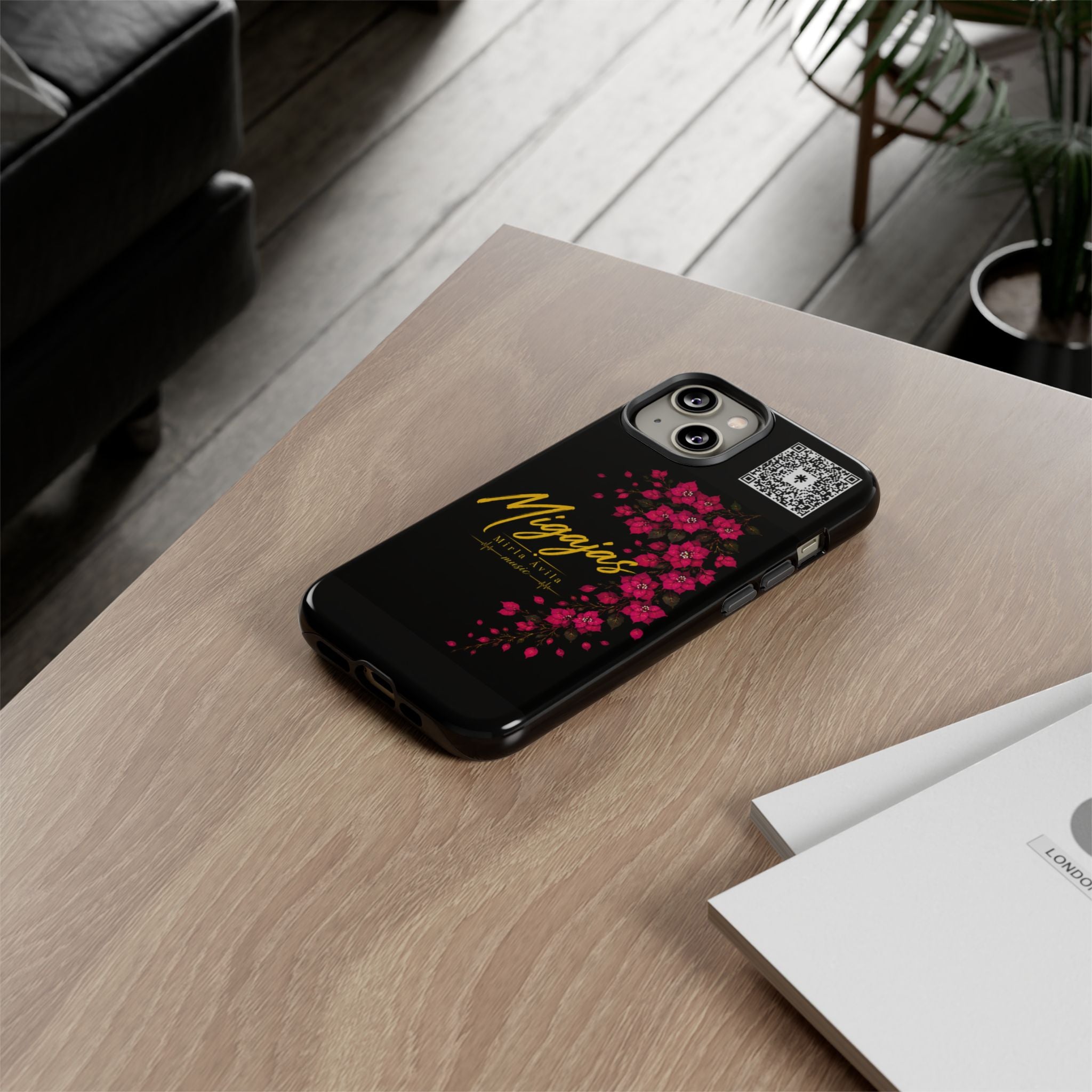 Phone Case — "Migajas" Floral Black Protective Tough Case