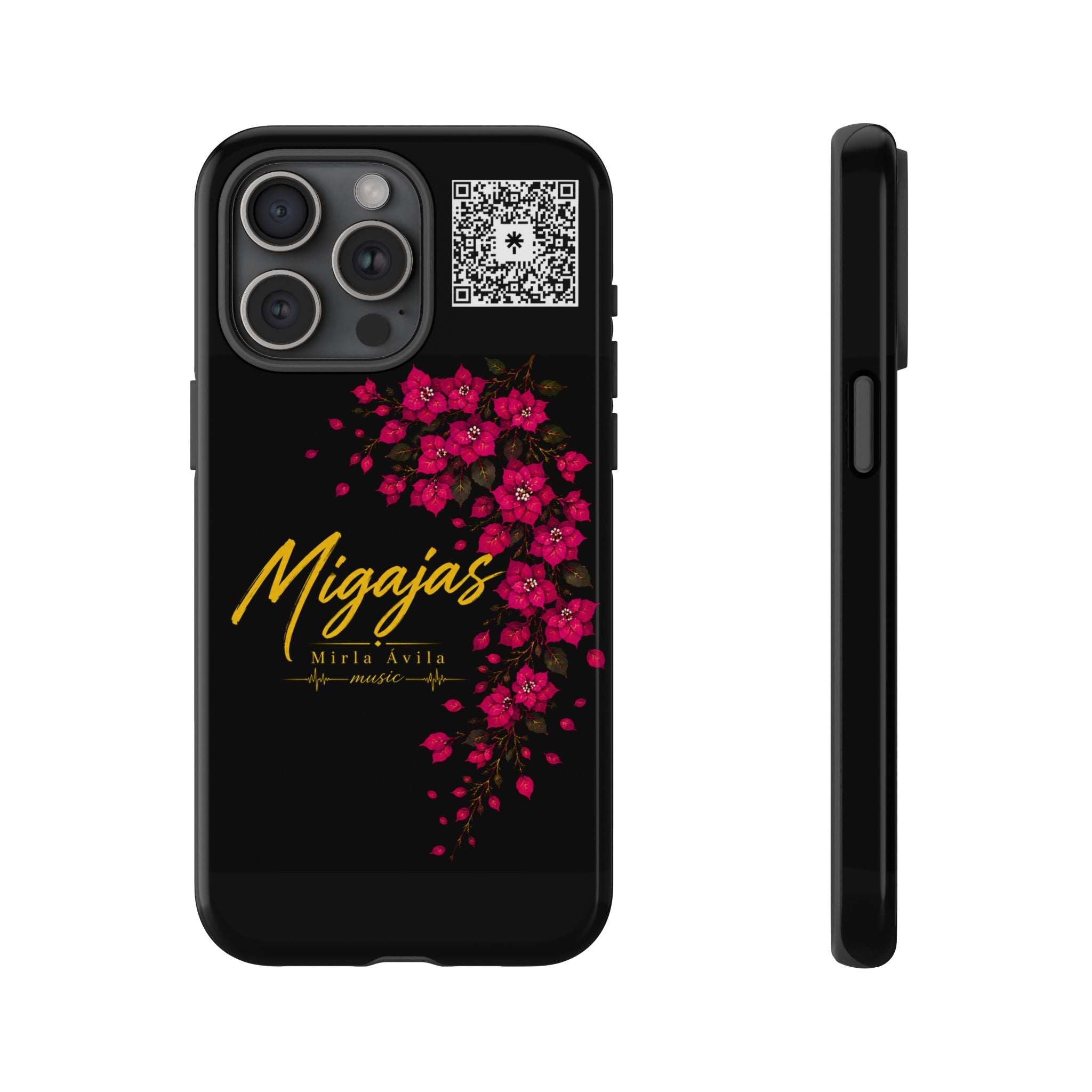 Phone Case — "Migajas" Floral Black Protective Tough Case