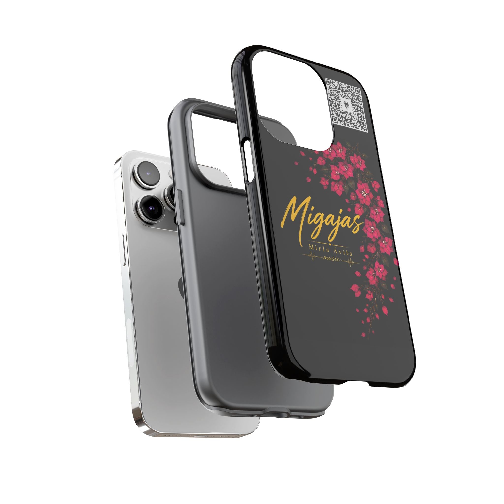 Phone Case — "Migajas" Floral Black Protective Tough Case