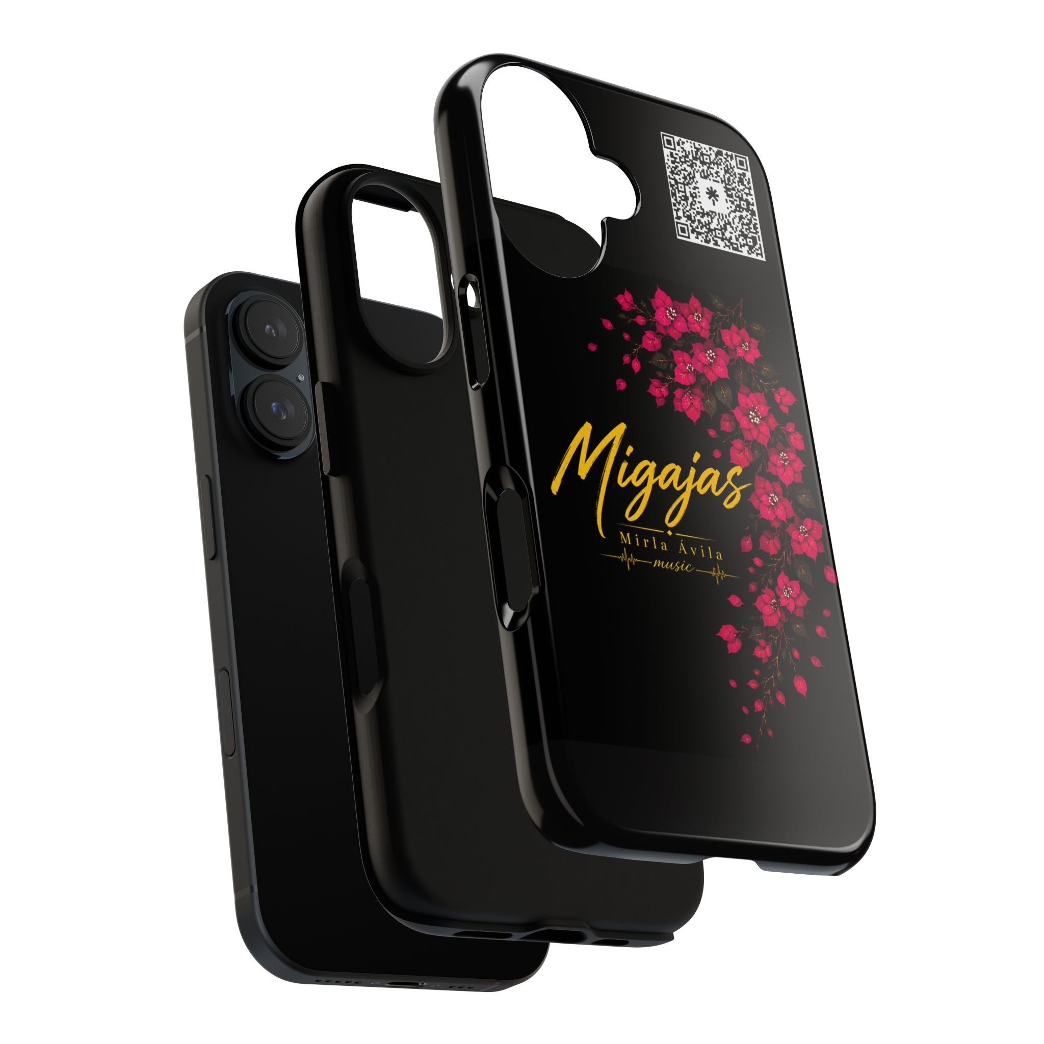 Phone Case — "Migajas" Floral Black Protective Tough Case